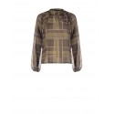 Blusa Ampia In Georgette A Quadri Con Fiocco Rinascimento