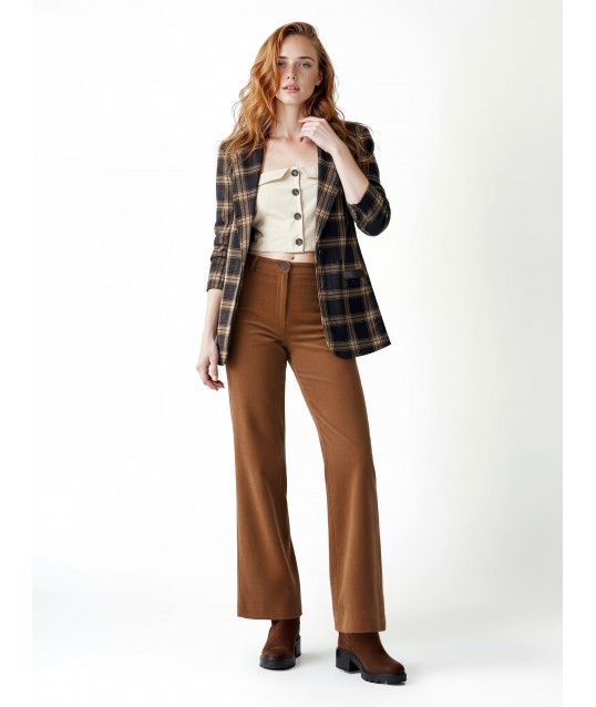 Veste blazer en tissu jacquard à carreaux avec détails en similicuir Rinascimento