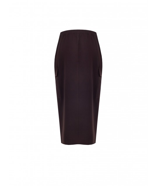 Rinascimento Polyviscose Fabric Cargo Pencil Skirt With Front Slit