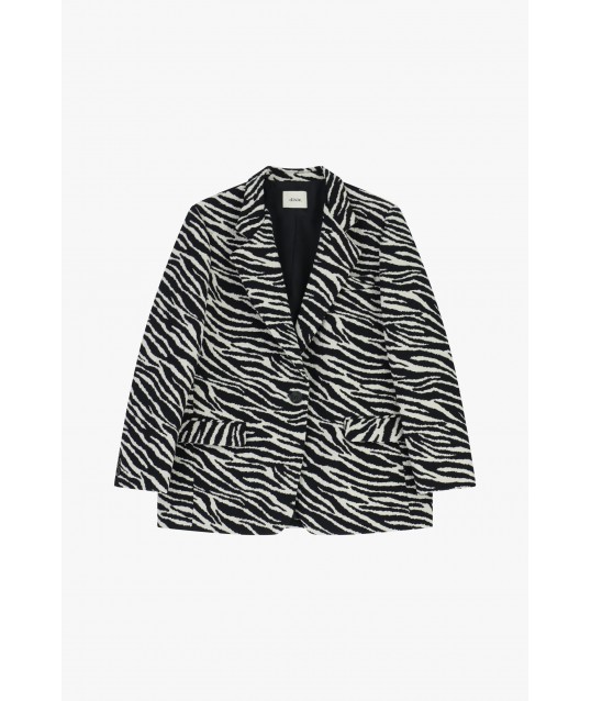 Zebra Pattern Blazer With Patch Pockets Dixie