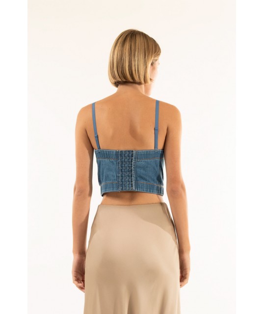 Kontatto Rhinestone Denim Bustier