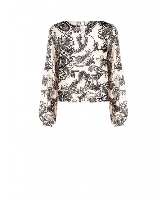 Rinascimento Baroque Pattern Wide Satin Blouse