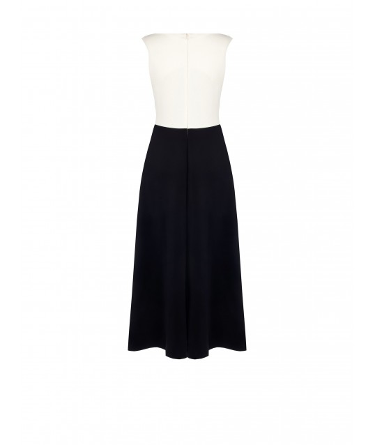 Robe longue en néoprène souple avec ornements en strass sur le nœud Rinascimento