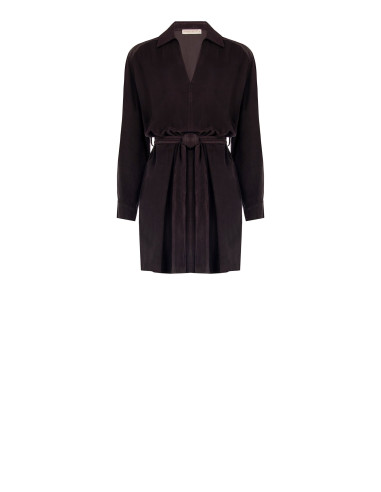 Short Corduroy Dress With V-Neck And Pockets Rinascimento