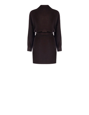 Robe courte en velours côtelé avec col en V et poches Rinascimento