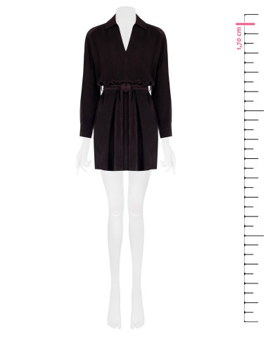 Short Corduroy Dress With V-Neck And Pockets Rinascimento