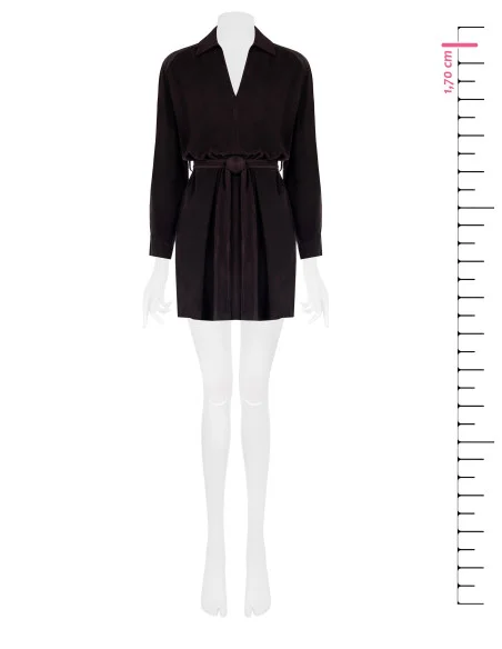 Robe courte en velours côtelé avec col en V et poches Rinascimento