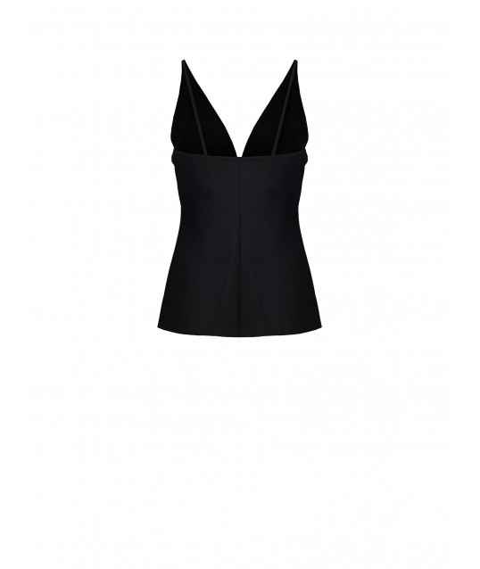 Top à épaules découvertes en satin plissé avec bonnets ornés de bijoux et broche Rinascimento