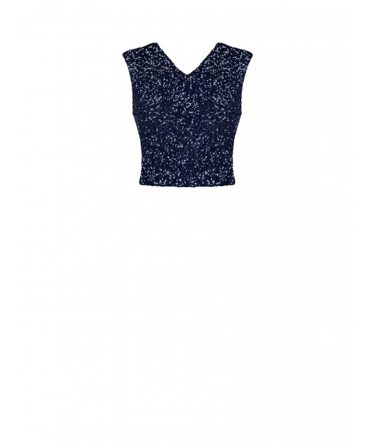 Sequin Covered Cut-Out Effect Crop Top Rinascimento