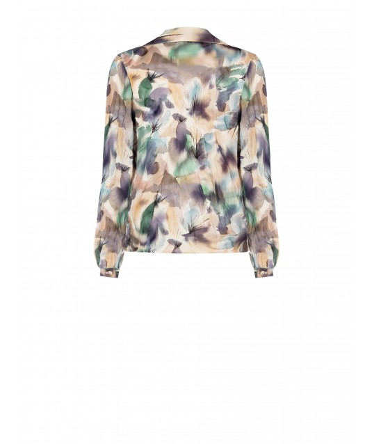 Rinascimento Wrinkled Effect Satin Ring Neck Buttonless Shirt