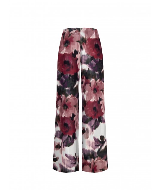 Pantalon de palazzo en satin avec fermeture éclair au dos Rinascimento