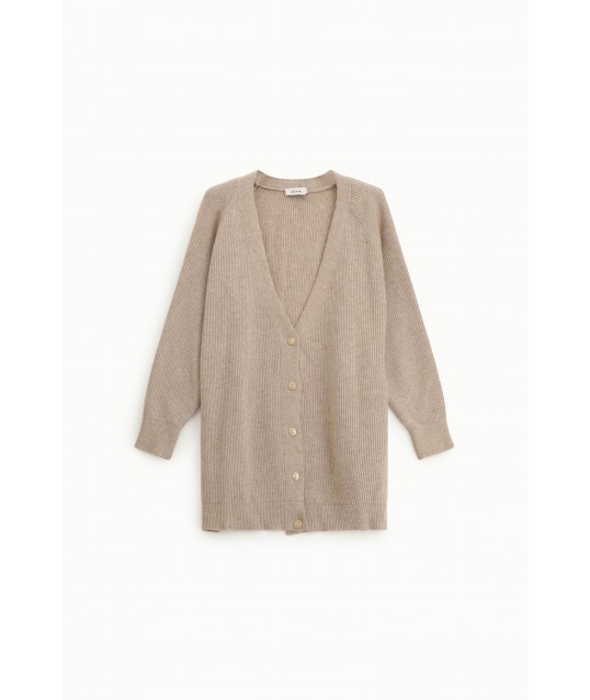 Cardigan long avec boutons et manches longues Dixie