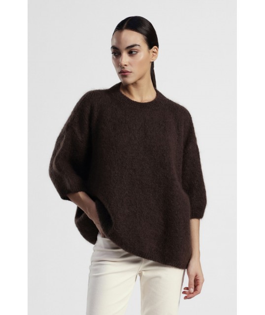 Oversize Three-Quarter Sleeve Sweater Round Neck Dixie