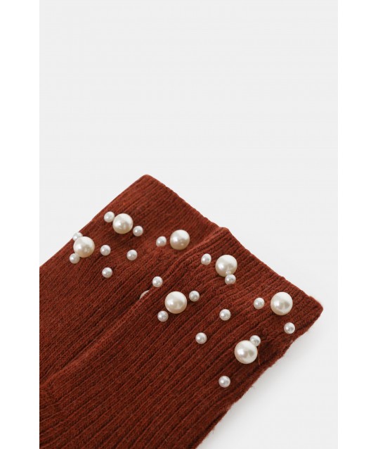 Chaussettes en maille côtelée avec perles appliquées Dixie