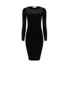 Midi Knitted Sheath Knit Dress With Lace Insert Rinascimento