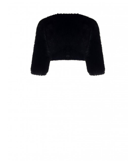 Synthetic Fur And Jewelled Button Rinascimento Bolero