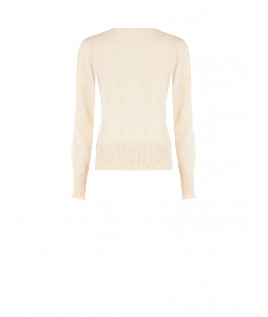 Maglione Con Trama Logo RR E Scollo Rotondo In Misto Lana Rinascimento