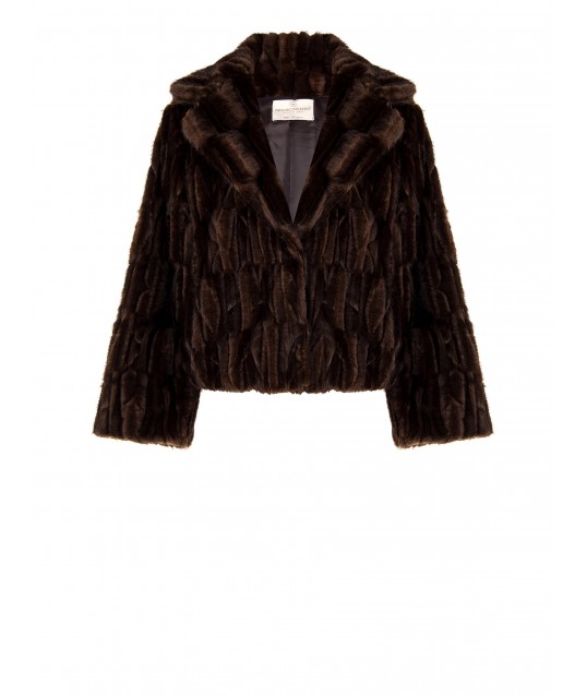 Short Synthetic Fur Coat With Pockets Rinascimento