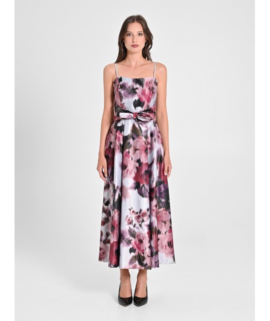 Duchesse Robe midi en satin structuré avec poches Rinascimento