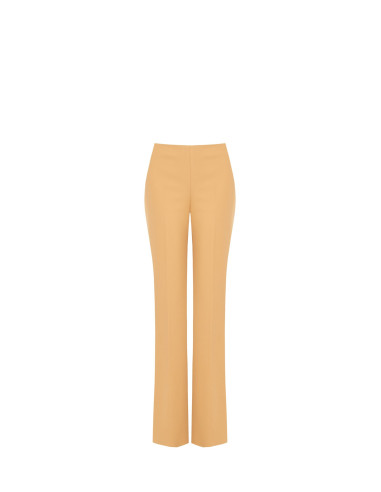 Pantaloni Palazzo In Scuba Crepe Con Zip Sul Lato Rinascimento
