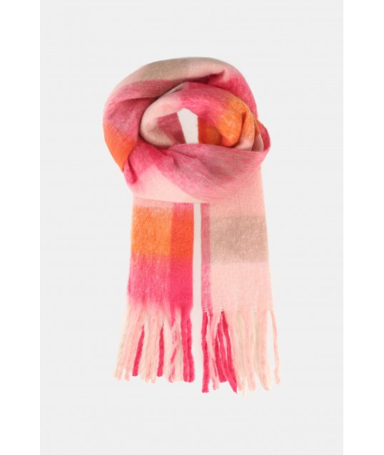 Foulard à carreaux Dixie avec franges et détails colorés