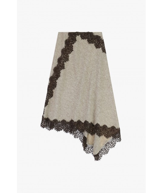 Asymmetrical Skirt With Lace Trim Dixie