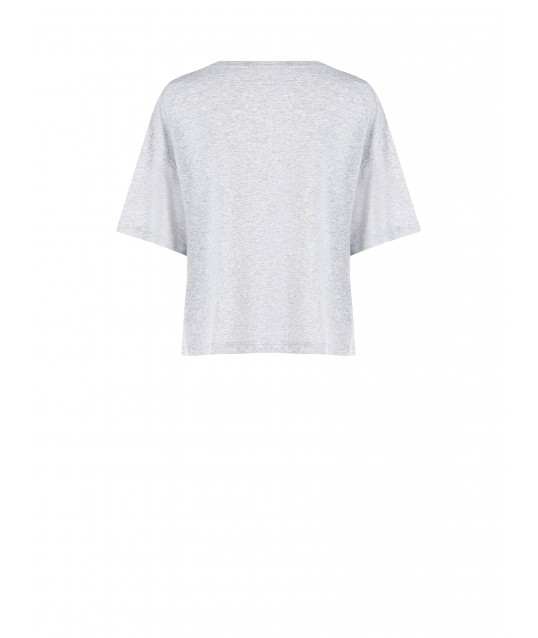 T-Shirt en coton mélangé avec impression de fleurs laminées Rinascimento