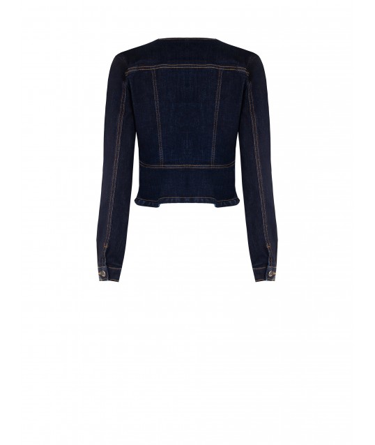 Veste en jean stretch avec dos à volants Rinascimento