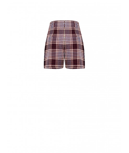 Rinascimento - Pantalon court droit en maille à carreaux et pied-de-poule