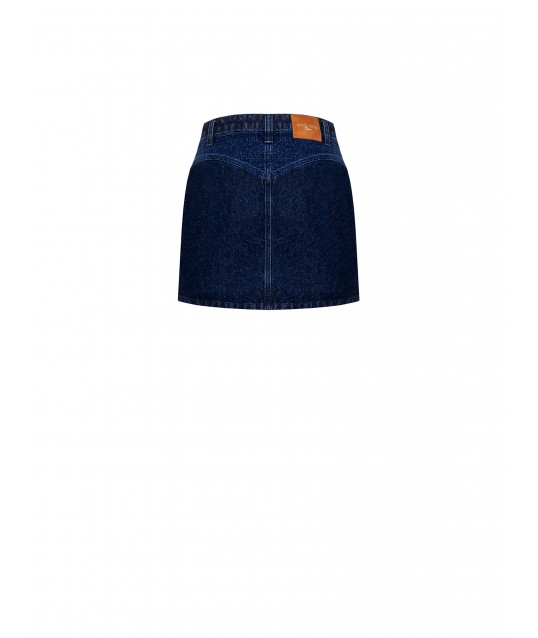 Denim A-line Miniskirt With Lurex Detailing Rinascimento