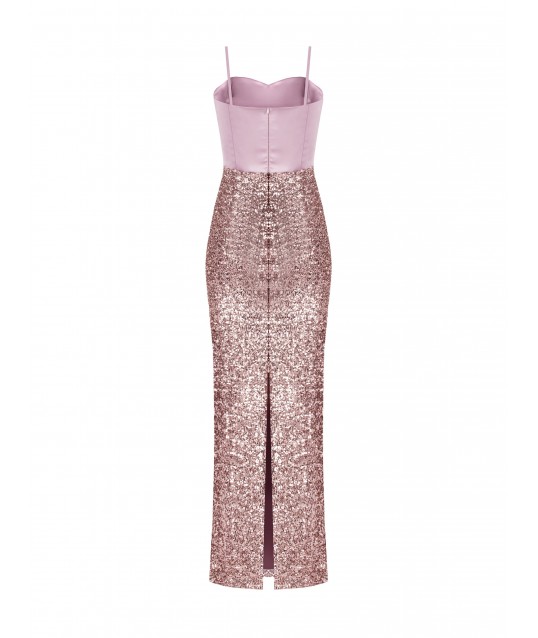 Rinascimento - Robe fourreau longue en satin et paillettes