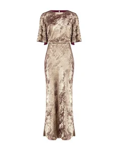 Robe longue à effet laminé, froncée sur les hanches Rinascimento