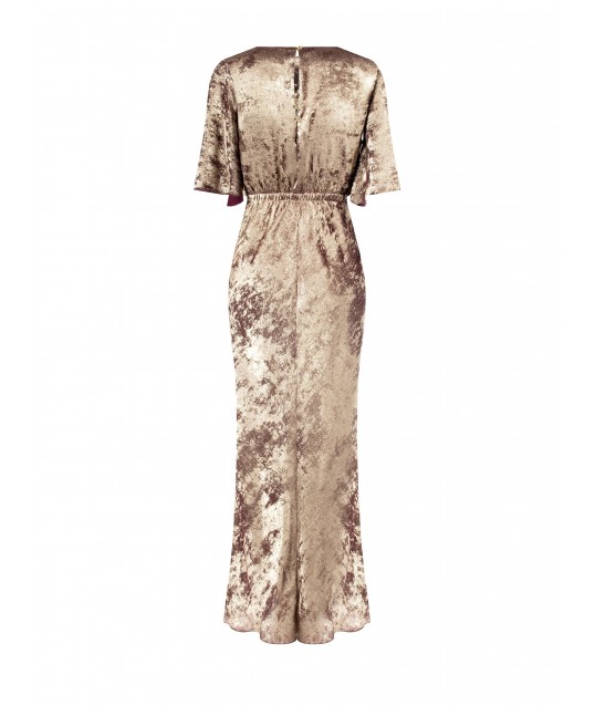 Rinascimento Long Laminated Effect Curled Hips Dress