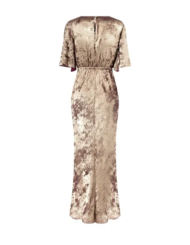 Robe longue à effet laminé, froncée sur les hanches Rinascimento