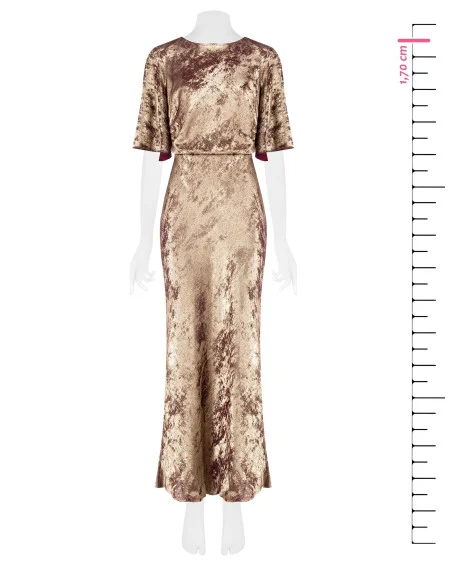 Robe longue à effet laminé, froncée sur les hanches Rinascimento