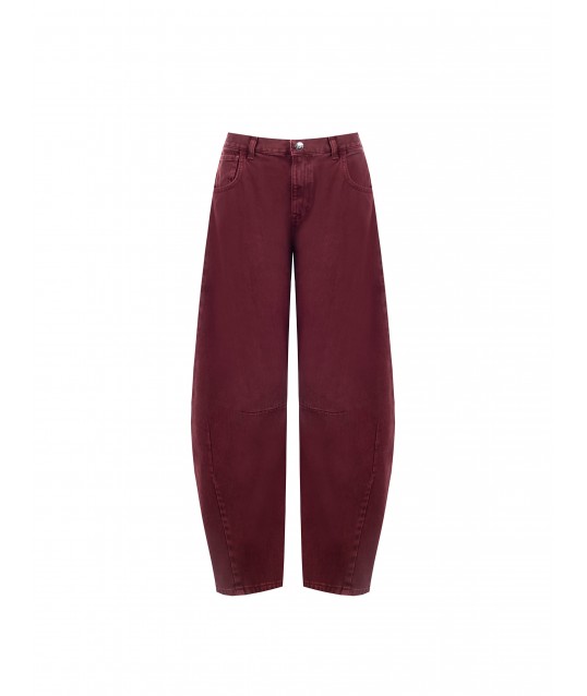 Jeans ballon avec étiquette logo sur poche arrière Rinascimento