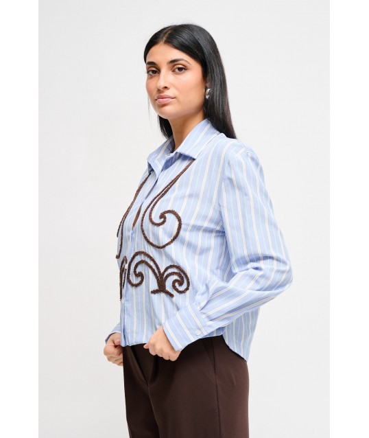 Cropped Stick Shirt With Maryley Embroidery