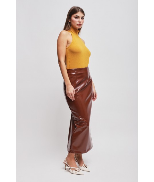 Maryley Vinyl Longuette Skirt