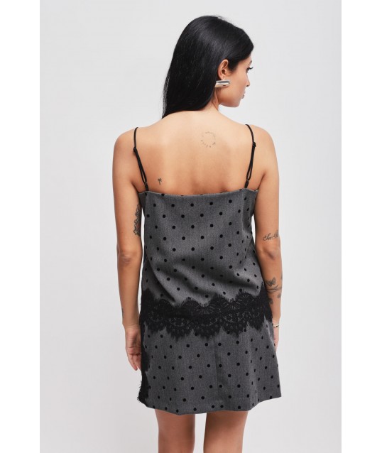 Polka Dot Top With Lace Inserts Maryley