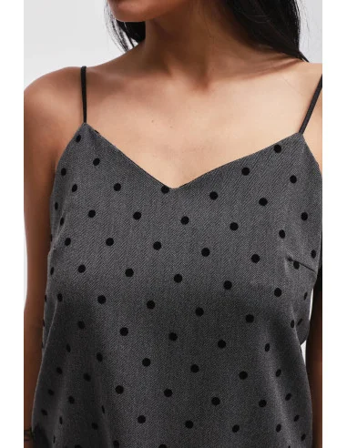 Top à pois avec empiècements en dentelle Maryley