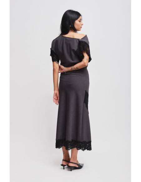 Long Skirt With Lace Insert Maryley