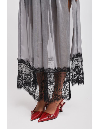 Long Skirt With Slit And Lace Insert Maryley