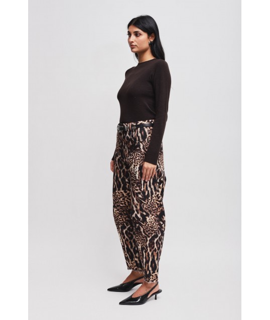 Leopard Print Balloon Trousers With Maryley Belt