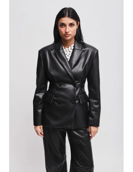 Maryley - Veste en faux cuir à double boutonnage