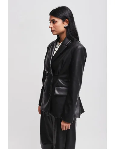Maryley Faux Leather Double-breasted Jacket