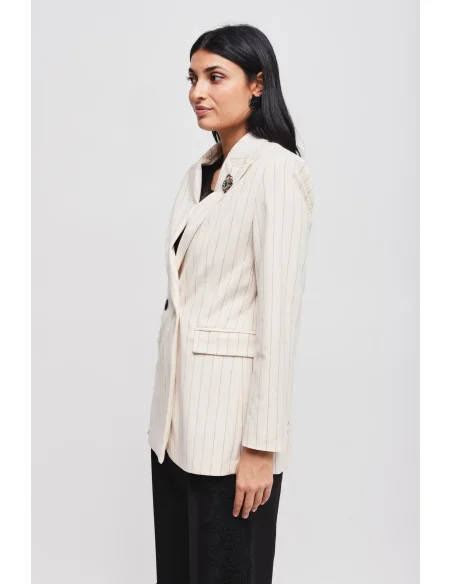 Pinstripe Jacket With Maryley Pin