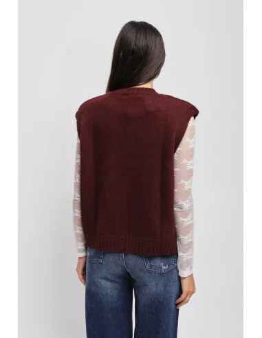 Rhombus Knitted Vest With Padded Shoulders Maryley
