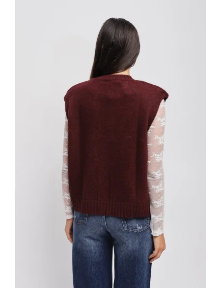 Gilet en maille losange avec épaules rembourrées Maryley