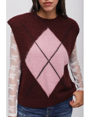 Gilet In Maglia A Rombi Con Spalle Imbottite Maryley
