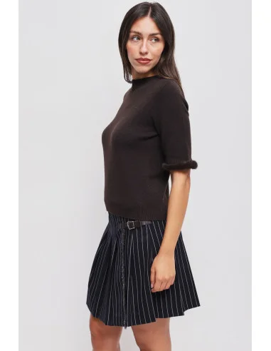 Maryley - Pull à manches courtes avec détails en fausse fourrure
